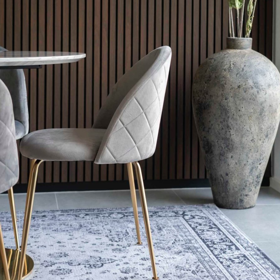 HOUSE NORDIC Geneve spisestuestol - gr/messing velur/stl 