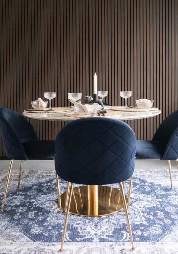 HOUSE NORDIC Geneve spisestol - bl/messing velur/stl 