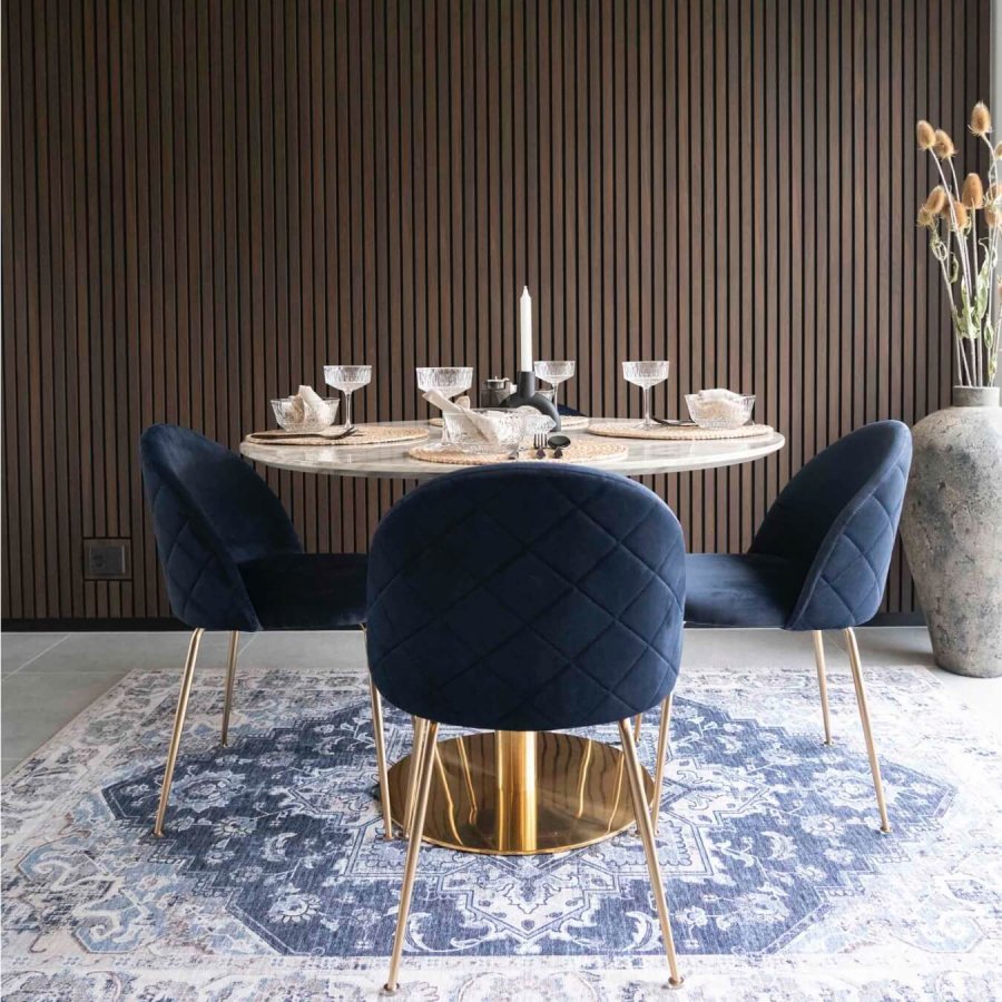 HOUSE NORDIC Geneve spisestol - bl/messing velur/stl 