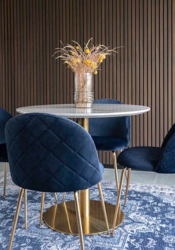 HOUSE NORDIC Geneve spisestol - bl/messing velur/stl 