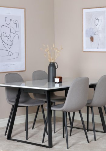 VENTURE DESIGN Polar spisestol - gr polyester og sort metall