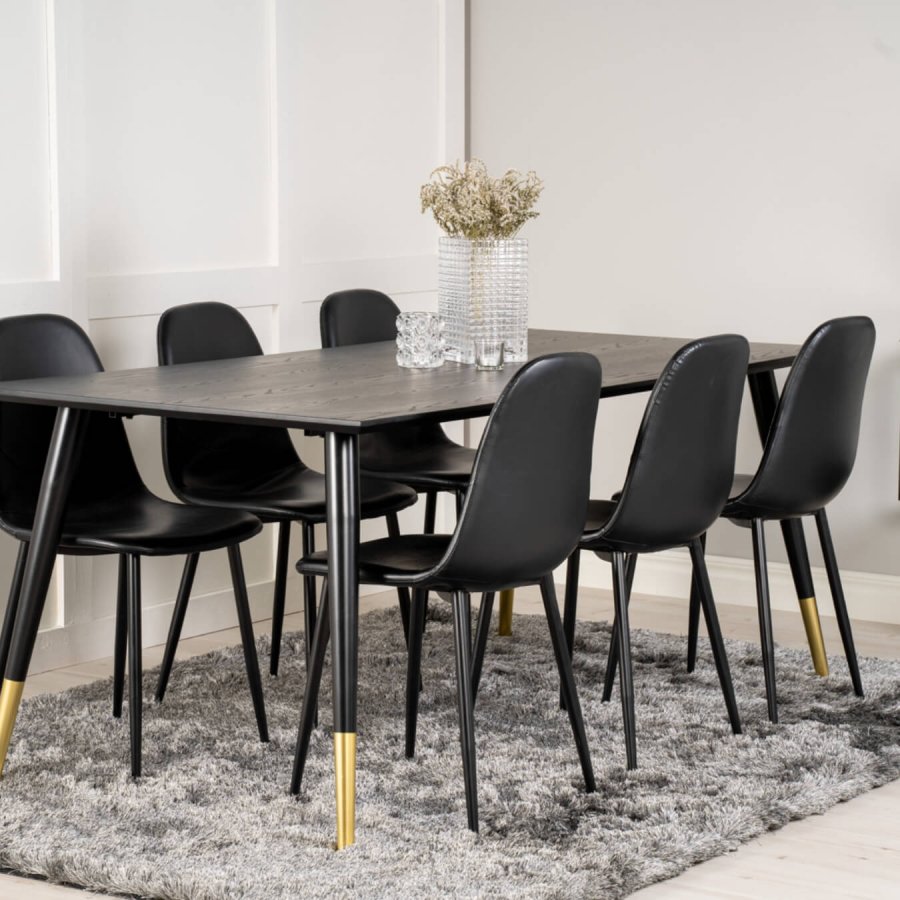 VENTURE DESIGN Polar spisestol - svart PU og metall