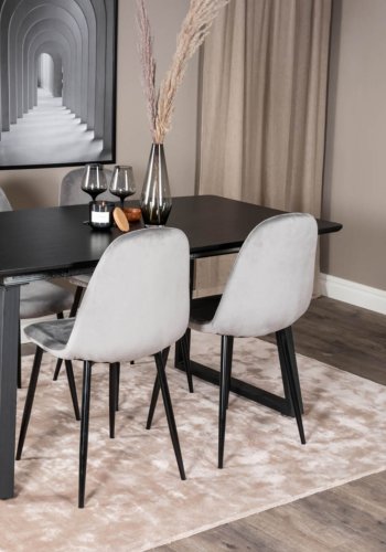 VENTURE DESIGN Polar spisestol - gr velour og sort metall