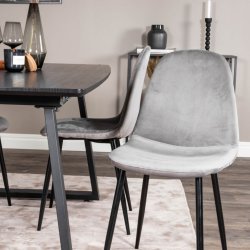 Polar spisebordsstol - gr velour og sort meta