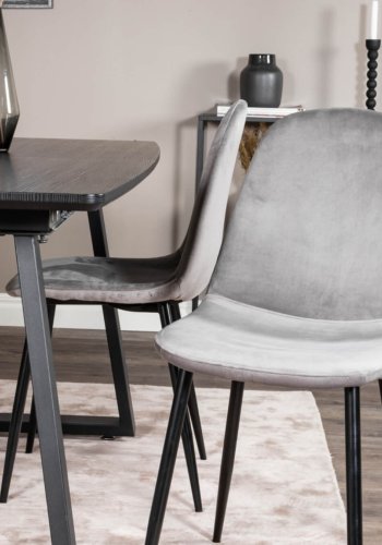 VENTURE DESIGN Polar spisestol - gr velour og sort metall
