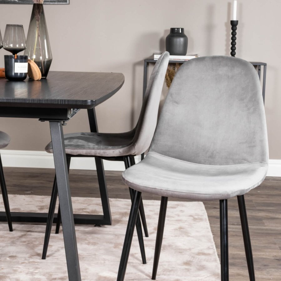 VENTURE DESIGN Polar spisestol - gr velour og sort metall