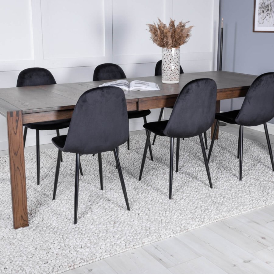 VENTURE DESIGN Polar spisestol - svart velour og svart metall