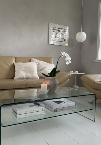 KAVE HOME Burano sofabord, m. hylde - klar glas (110x55)