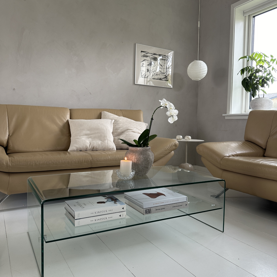 KAVE HOME Burano sofabord, m. hylde - klar glas (110x55)