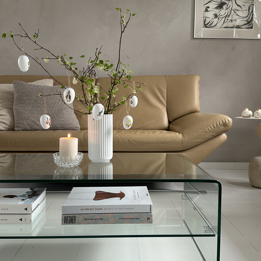 KAVE HOME Burano sofabord, m. hylde - klar glas (110x55)