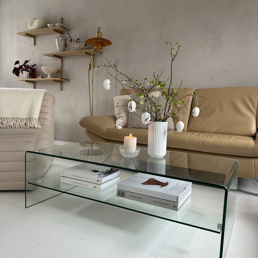 KAVE HOME Burano sofabord, m. hylde - klar glas (110x55)