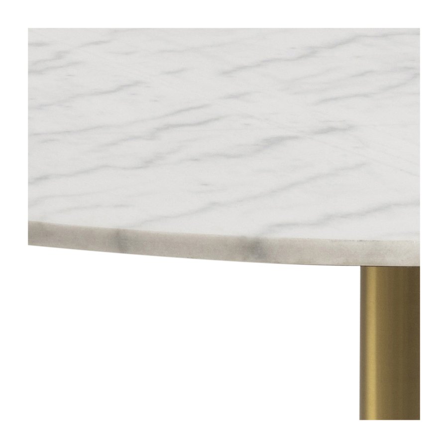 ACT NORDIC Corby Runt Matbord - Vit Marmor och Metall med Mssing ( 105 cm)
