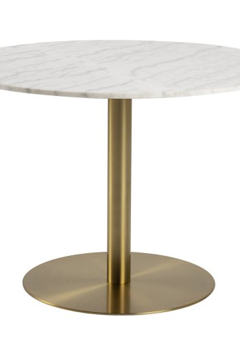 ACT NORDIC Corby Runt Matbord - Vit Marmor och Metall med Mssing ( 105 cm)