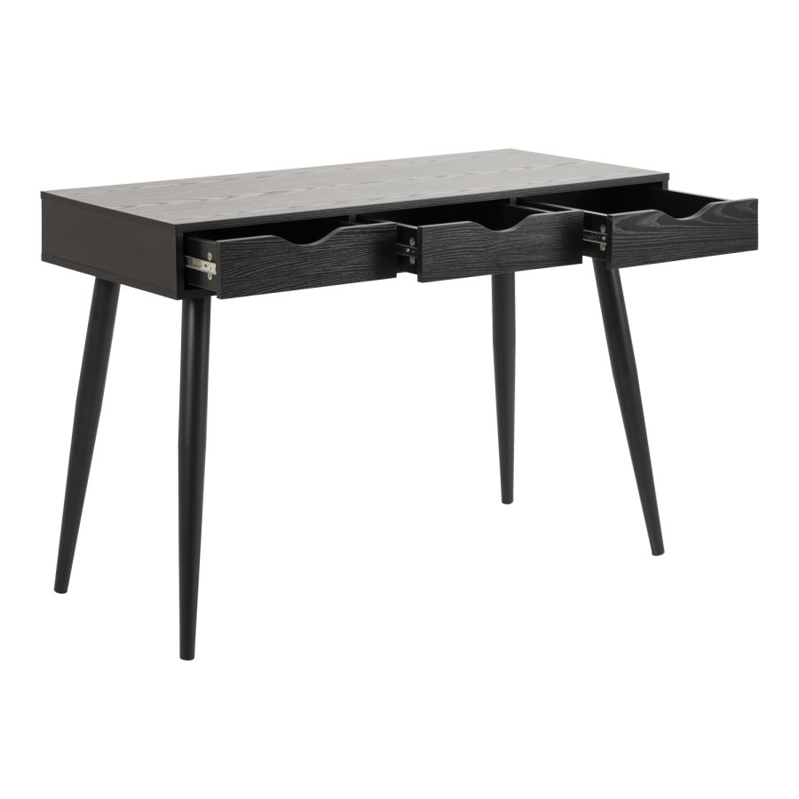 ACT NORDIC Neptun skrivebord - sort asketrsmelamin/metal, m. 3 skuffer (110x50)