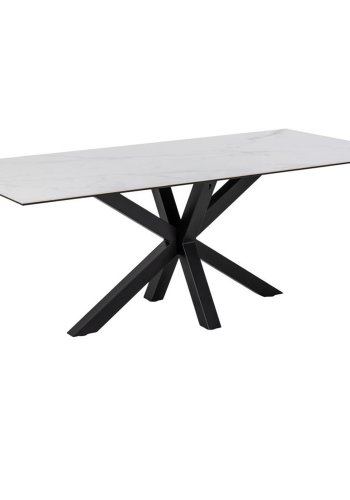 ACT NORDIC Heaven Esstisch - weißes Glas/Keramik und schwarzes Metall (200x100)