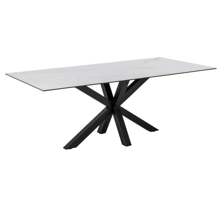 ACT NORDIC Heaven Esstisch - weißes Glas/Keramik und schwarzes Metall (200x100)