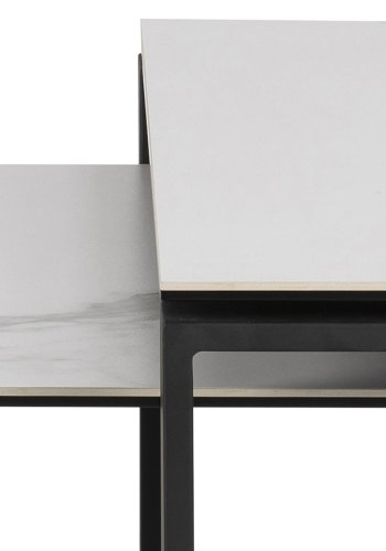 ACT NORDIC Katrine Couchtisch-Set – weißes Glas/Keramik und schwarzes Metall (115 x 69)