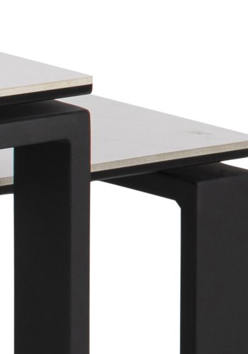 ACT NORDIC Katrine Couchtisch-Set – weißes Glas/Keramik und schwarzes Metall (115 x 69)
