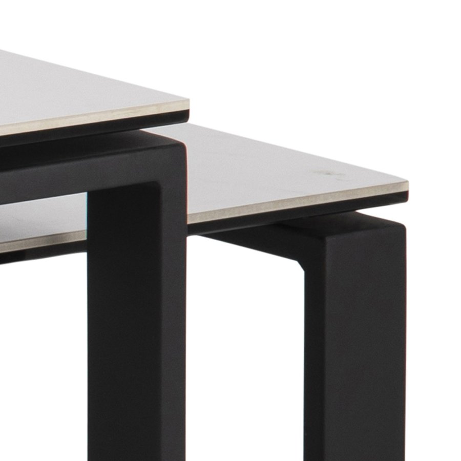 ACT NORDIC Katrine Couchtisch-Set – weißes Glas/Keramik und schwarzes Metall (115 x 69)