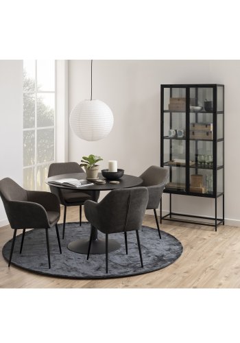 ACT NORDIC Seaford vitrineskab, m. 2 lger og 4 hylder - glas, sort melamin ask og sort metal