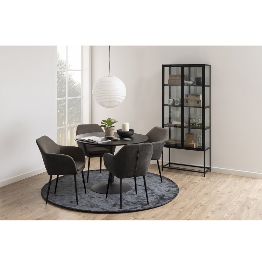 ACT NORDIC Seaford vitrineskab, m. 2 lger og 4 hylder - glas, sort melamin ask og sort metal