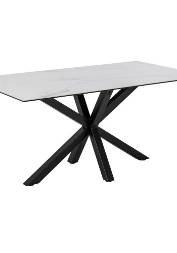 ACT NORDIC Heaven spisebord - hvitt glass/keramikk og sort metall (160x90)