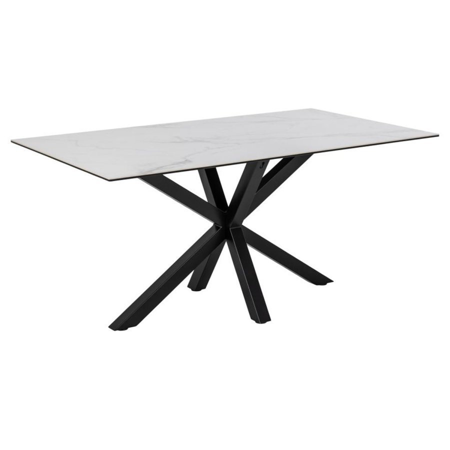 ACT NORDIC Heaven spisebord - hvitt glass/keramikk og sort metall (160x90)