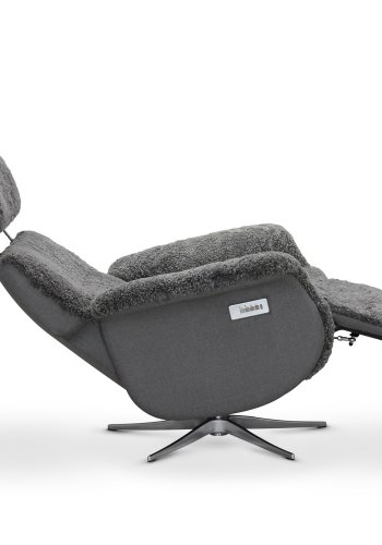 HAGA Lissabon Relaxsessel, mit zwei Motoren - hellgraues Schaffell und Metall