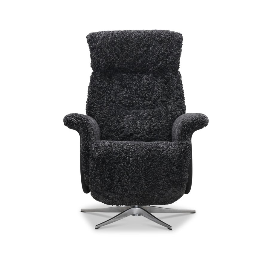 HAGA Lisbon hvilestol, m. 2 motorer - mrkegrtt saueskinn og metall