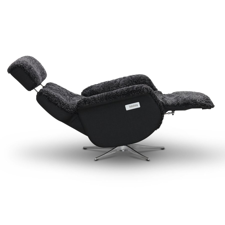 HAGA Lisbon hvilestol, m. 2 motorer - mrkegrtt saueskinn og metall