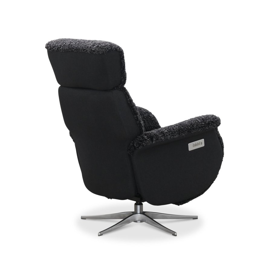 HAGA Lisbon hvilestol, m. 2 motorer - mrkegrtt saueskinn og metall