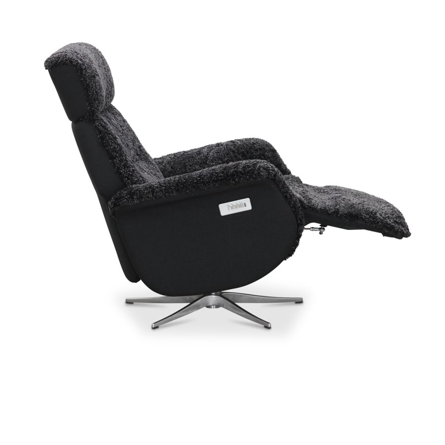 HAGA Lisbon hvilestol, m. 2 motorer - mrkegrtt saueskinn og metall