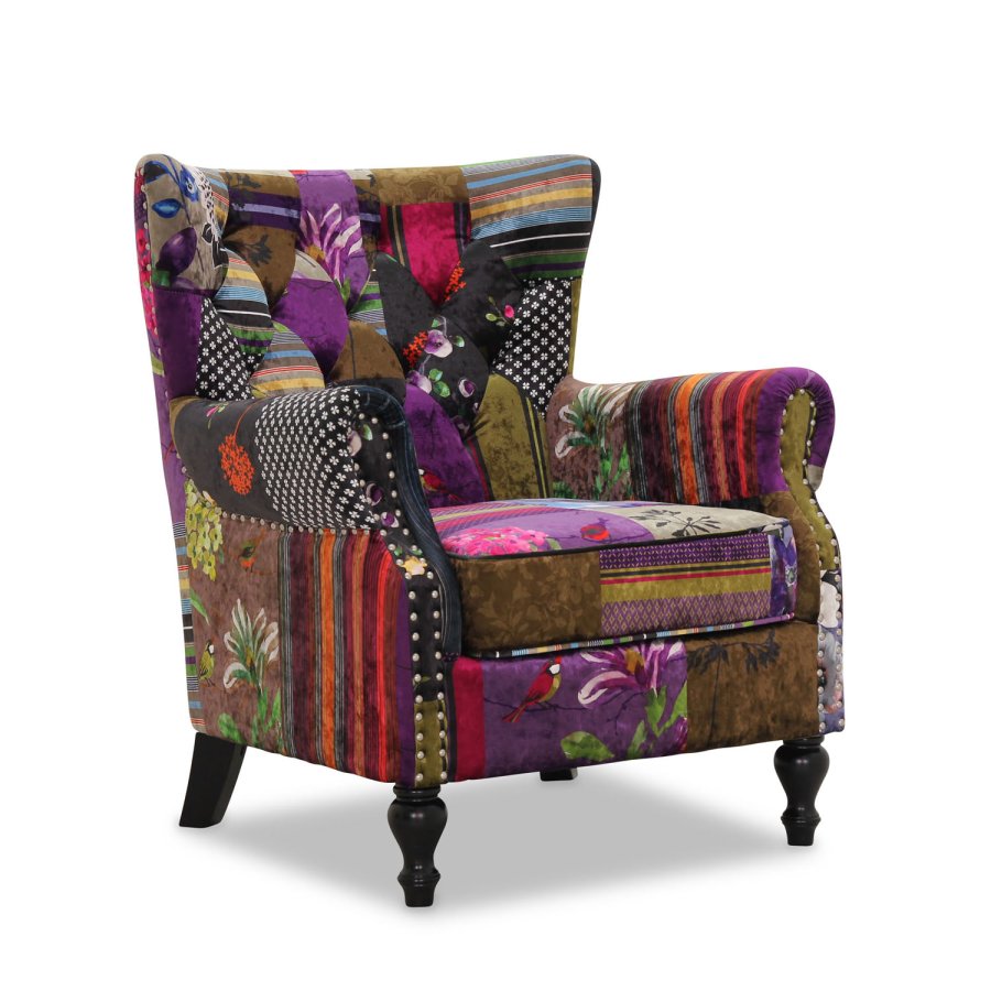 HAGA London lenestol - flerfarget polyester og tre