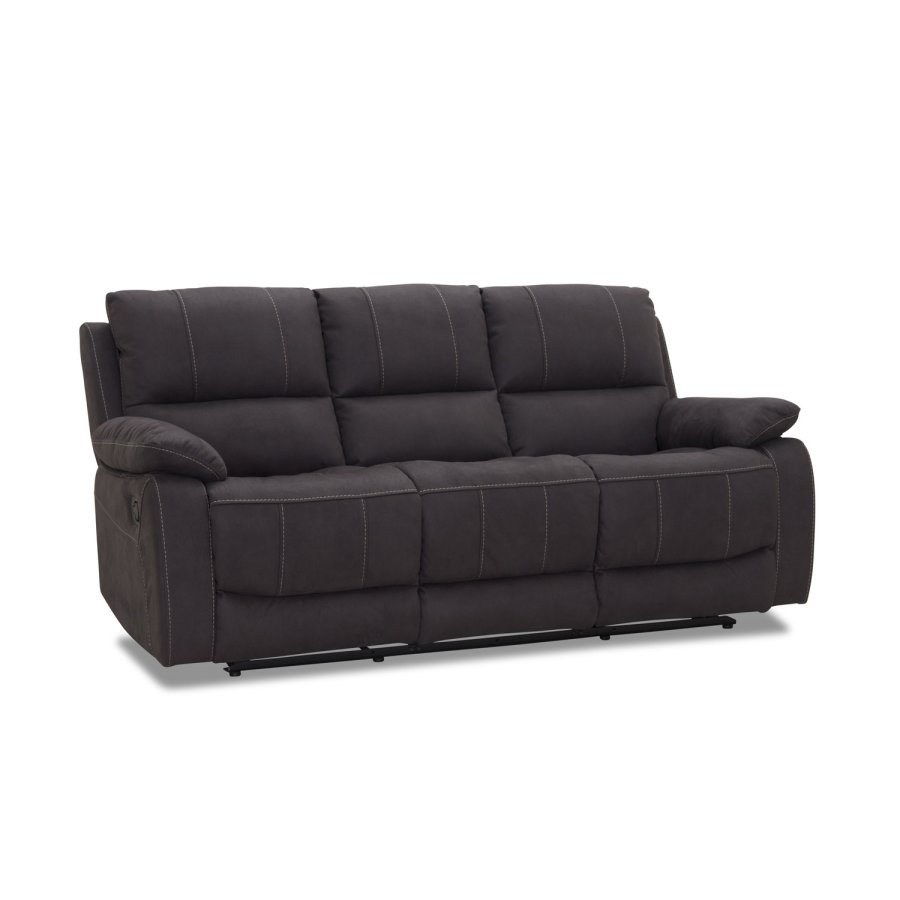 HAGA Texas 3 pers. recliner sofa - grå polyester og plastik