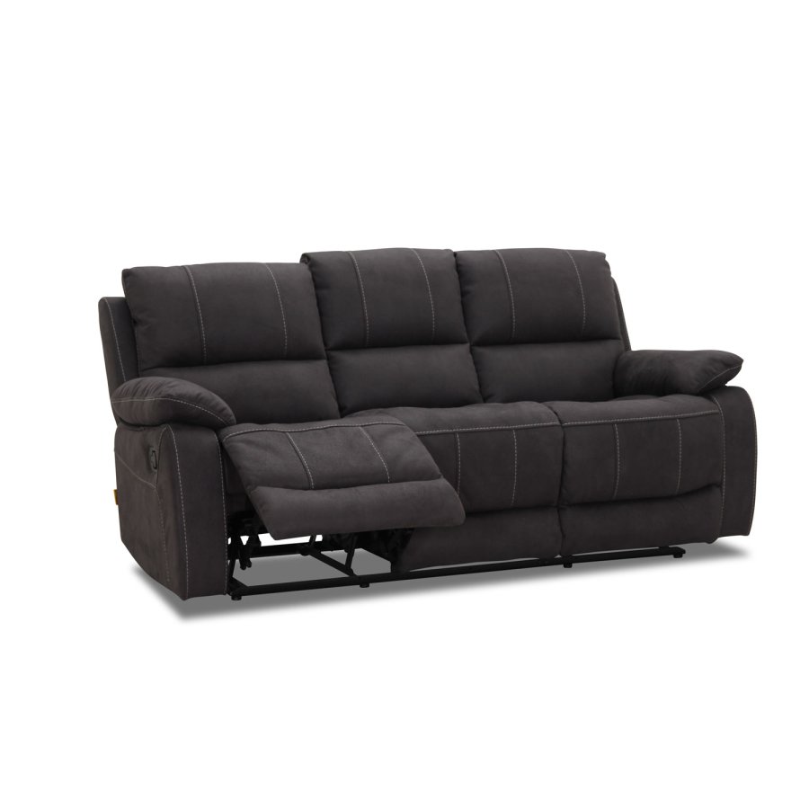 HAGA Texas 3 pers. recliner sofa - grå polyester og plastik