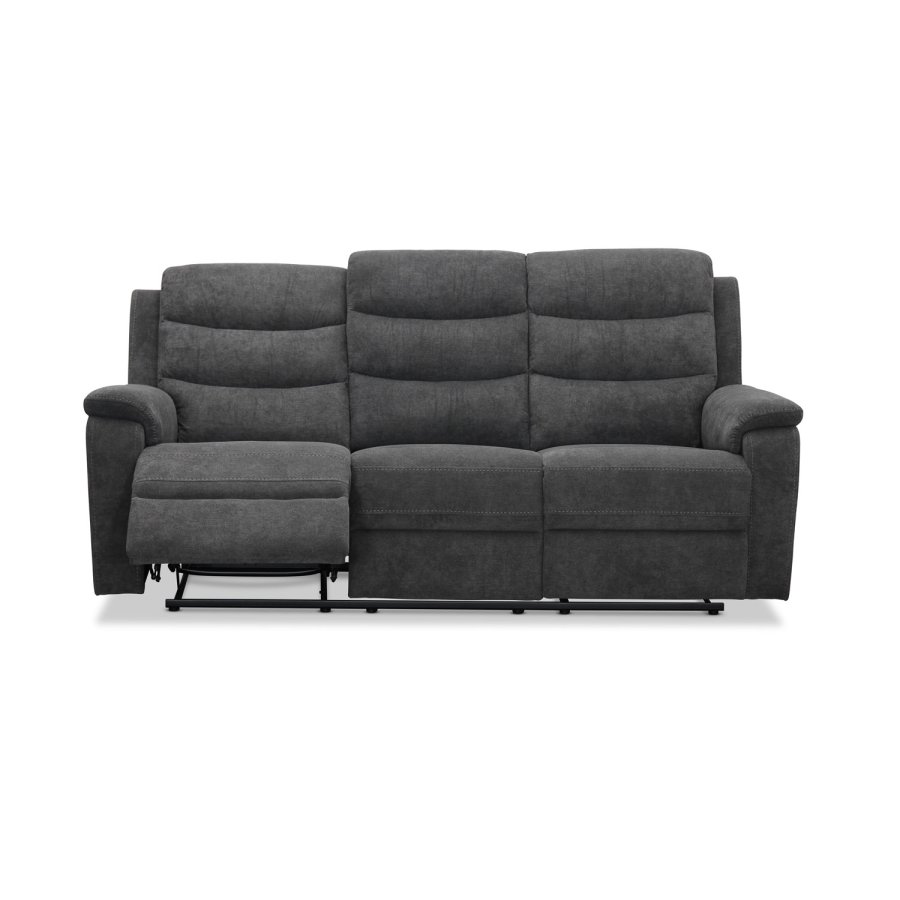 HAGA Lazy 3 pers. recliner sofa, m. USB stik - gr polyester og plastik