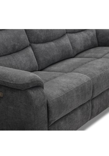 HAGA Lazy 3 pers. recliner sofa, m. USB stik - gr polyester og plastik