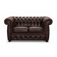HAGA Liverpool 2. person chesterfield sofa - okseblodsskinn og tre