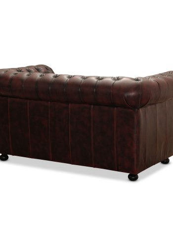 HAGA Liverpool 2. person chesterfield sofa - okseblodsskinn og tre