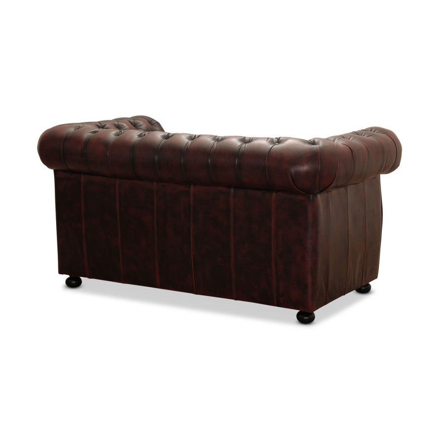 HAGA Liverpool 2. person chesterfield sofa - okseblodsskinn og tre