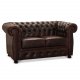 HAGA Liverpool 2. person chesterfield sofa - okseblodsskinn og tre