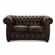 HAGA Liverpool 2. person chesterfield sofa - brunt skinn og tre