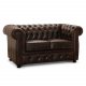 HAGA Liverpool 2. person chesterfield sofa - brunt skinn og tre