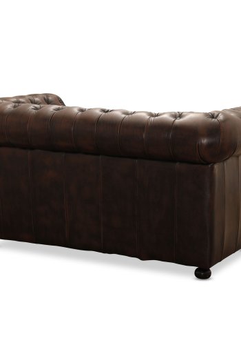 HAGA Liverpool 2. person chesterfield sofa - brunt skinn og tre