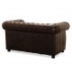 HAGA Liverpool 2. person chesterfield sofa - brunt skinn og tre