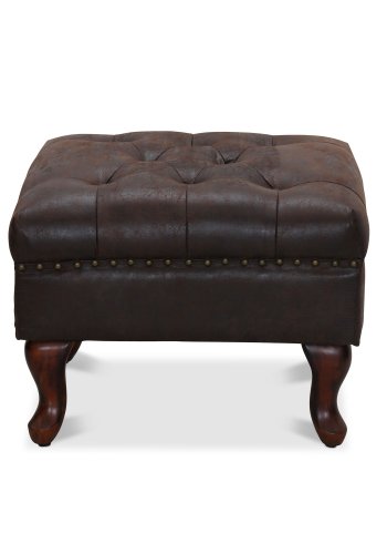 HAGA Aberdeen fotskammel - vintage brun polyester og tre