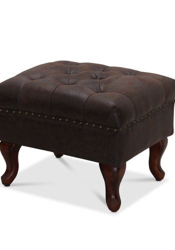 HAGA Aberdeen fotskammel - vintage brun polyester og tre