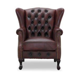 HAGA Aberdeen chesterfield lnestol - oxblood lder og tr