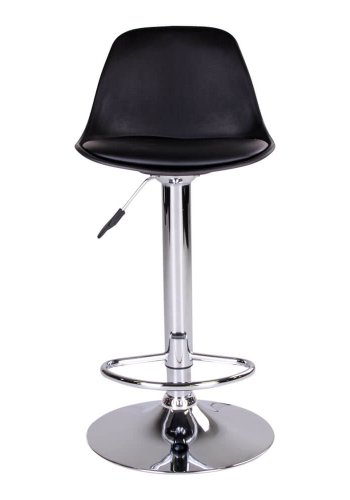 HOUSE NORDIC Trondheim barstol - sort kunstlder og plastik m. krom ben, m. fodsttte, hjdejusterbar