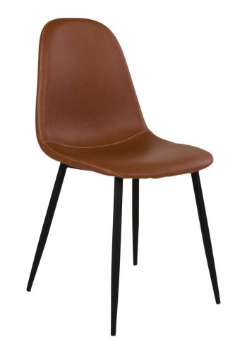 HOUSE NORDIC Stockholm Esszimmerstuhl – hellbraunes Vintage-Kunstleder mit schwarzen Stahlbeinen